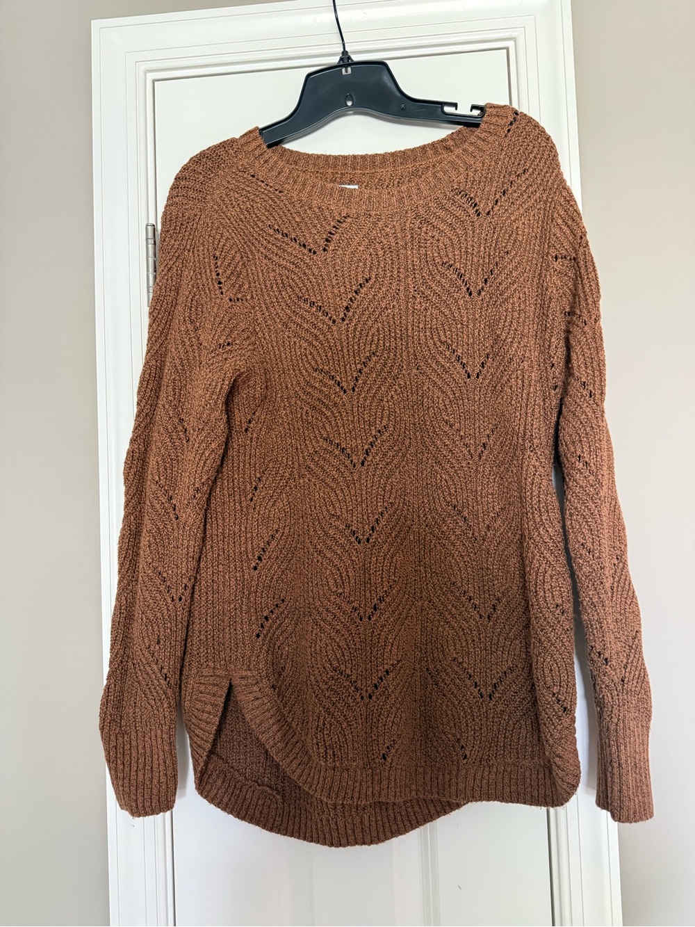 Sonoma Burnt Orange Open-Knit Scoop Neck Sweater